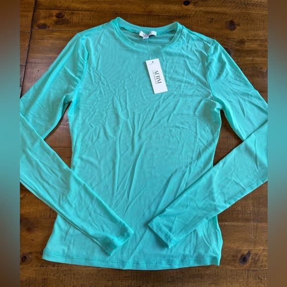 AFRM Tops - AFRM Los Angeles Long Sleeve Mesh Top mint green size S NWT